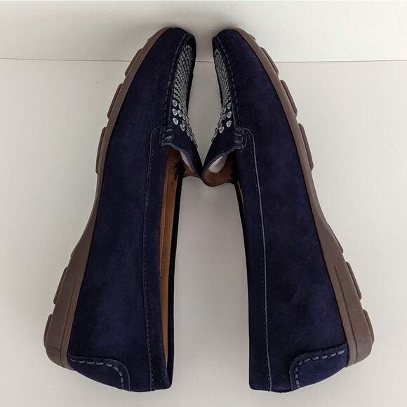 Wirth Navy Blue Suede Rhinestone Loafers Moccasins Flats Women's 8 - Picture 6 of 10